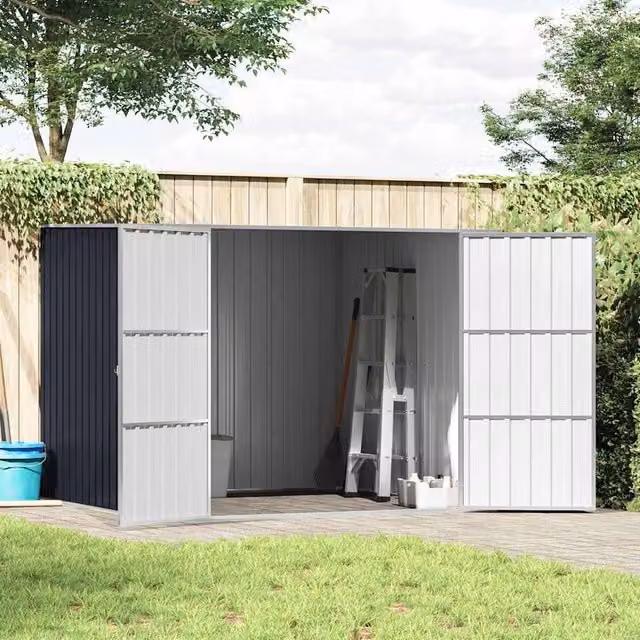 Berkfield Home Garden Shed in Anthracite Grey Galvanised Steel, W/D/H: 195 x 198 x 159 cm – 1