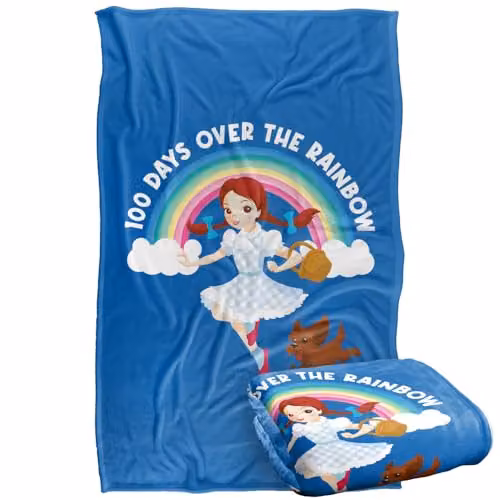 Warner Bros. Wizard Of Oz 100 Days Over The Rainbow Super Soft Silky Touch Fleece Throw Blanket, Multicolour, W: 91 cm, D: 147 cm – 1