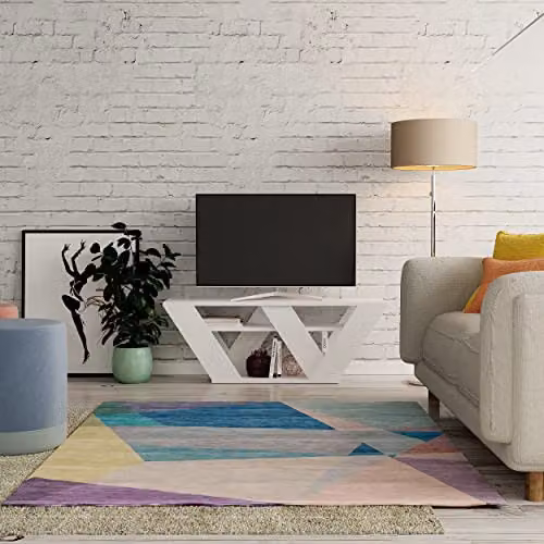 HOCUS PICUS Modern White TV Unit for up to 42 Inch TVs, W/D/H: 110 x 30 x 40 cm – 4