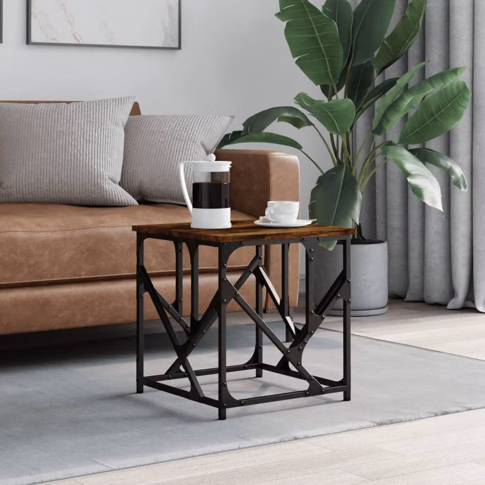 Berkfield Home Smoked Oak Coffee Table in Brown, W/D/H: 45 x 45 x 47.5 cm – 2