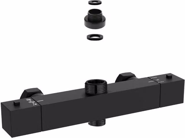 Nes Home Modern Square Matte Black Exposed Thermostatic Single Lever Shower Mixer Bar Valve – 2