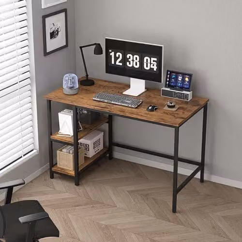 MCC Direct Chicago Computer Desk with 2 Shelves, Brown – 3