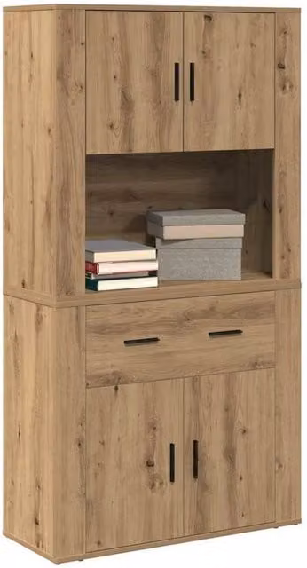 Berkfield Home Artisan Oak Highboard in Brown, W/D/H: 80 x 33 x 150 cm