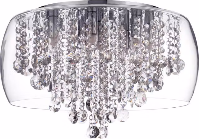 Litecraft Erris Round LED Bathroom Ceiling Light in Chrome and Glass