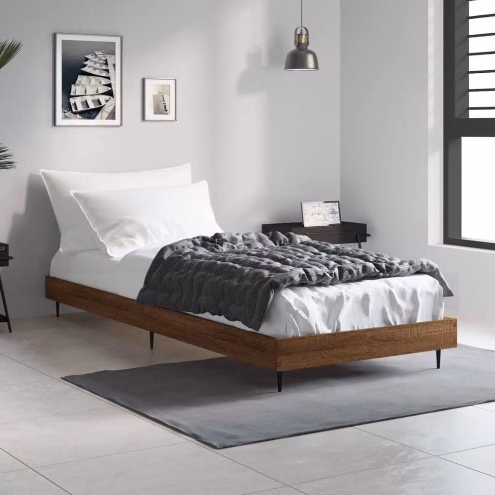 Berkfield Home Modern Small Single Bed Frame in Brown Oak – 2