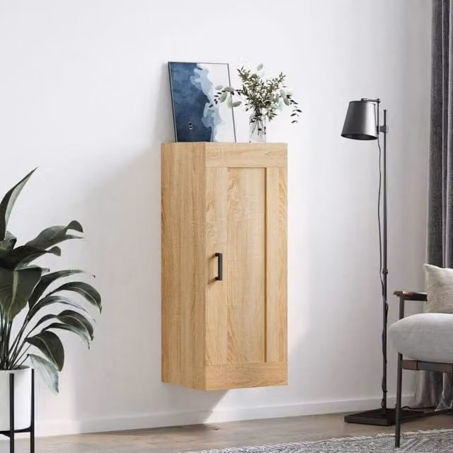 Berkfield Home Wall Mounted Sonoma Oak Cabinet in Light Brown, W/D/H: 34.5 x 34 x 90 cm – 1