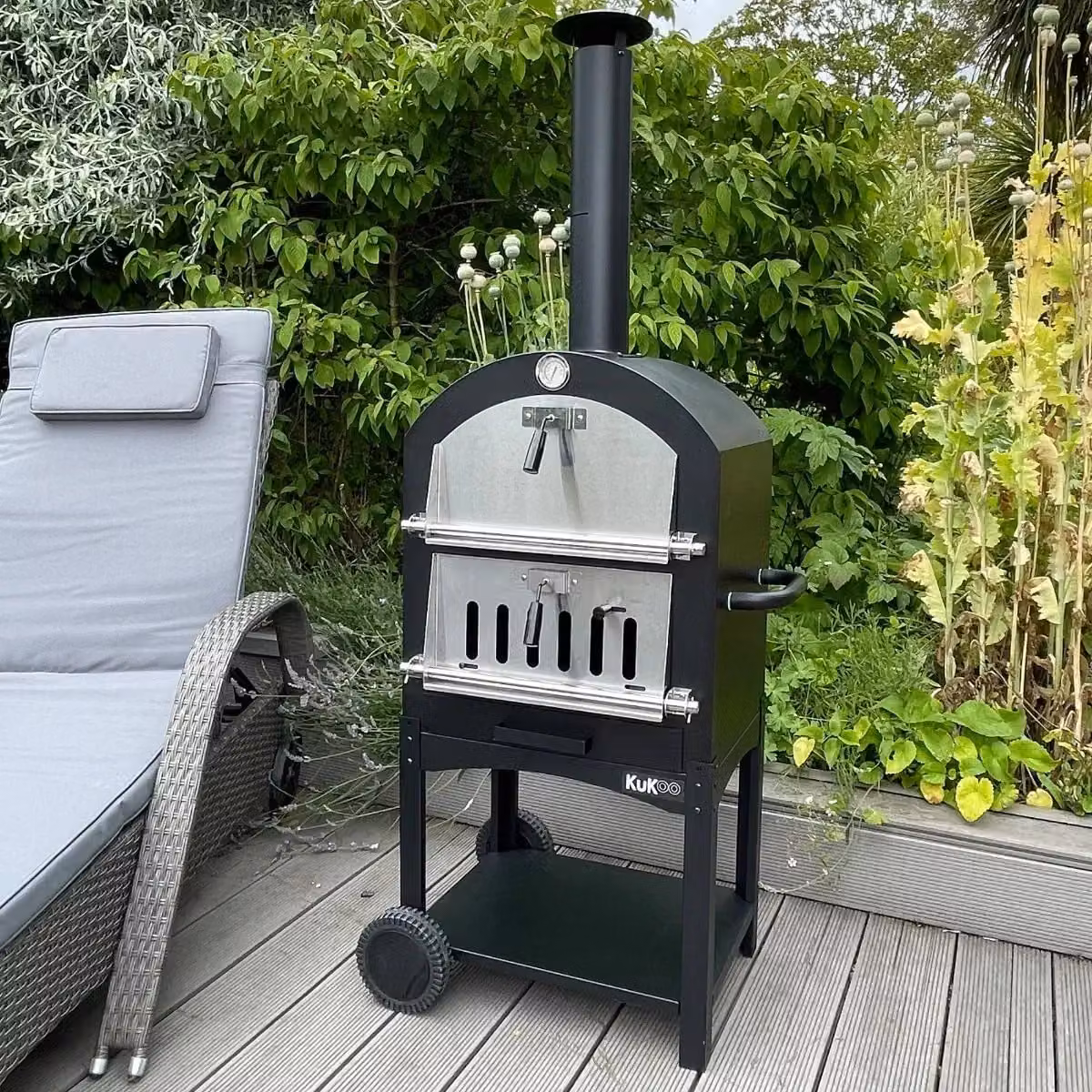 Monstershop KuKoo Portable Charcoal Outdoor Pizza Oven with Cover and Thermometer in Black, W/D/H: 64 x 43 x 157 cm – 2