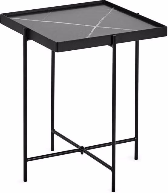 Cheshire Falkirk Square Modern Abstract Metal Side Table in Black and White, W/D/H: 47 x 47 x 47 cm – 1