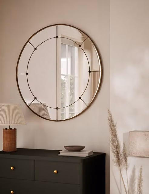 M&S Eliza Round Hanging Mirror in Gold Antique Brass
