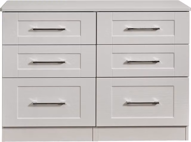 2 U Ripon Ready Assembled 6 Drawer Wide Chest in Light Grey