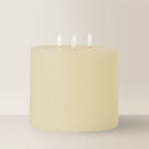 MiniSun Large 3 Wick White Real Wax Flameless LED Flickering Candle Light with Remote Control – 1