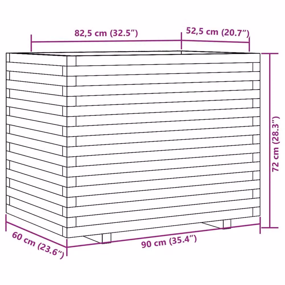 Berkfield Home Garden Planter in Brown Solid Wood, W/D/H: 90 x 60 x 72 cm – 3
