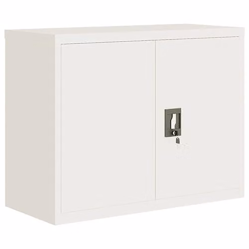 vidaXL White Steel File Cabinet with Adjustable Shelves and Lock, W/D/H: 90 x 40 x 70 cm