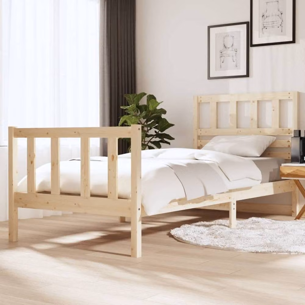 Berkfield Home Beautiful Solid Wood Pine Bed Frame in Natural – 2