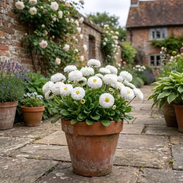 Plants by Post Bellis Habanera White Daisy Bedding Plant, 2L Pot