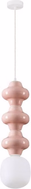Netlighting Clio Tall Slim Cylinder Pendant Ceiling Light in Pink and Matt White with E14 Socket
