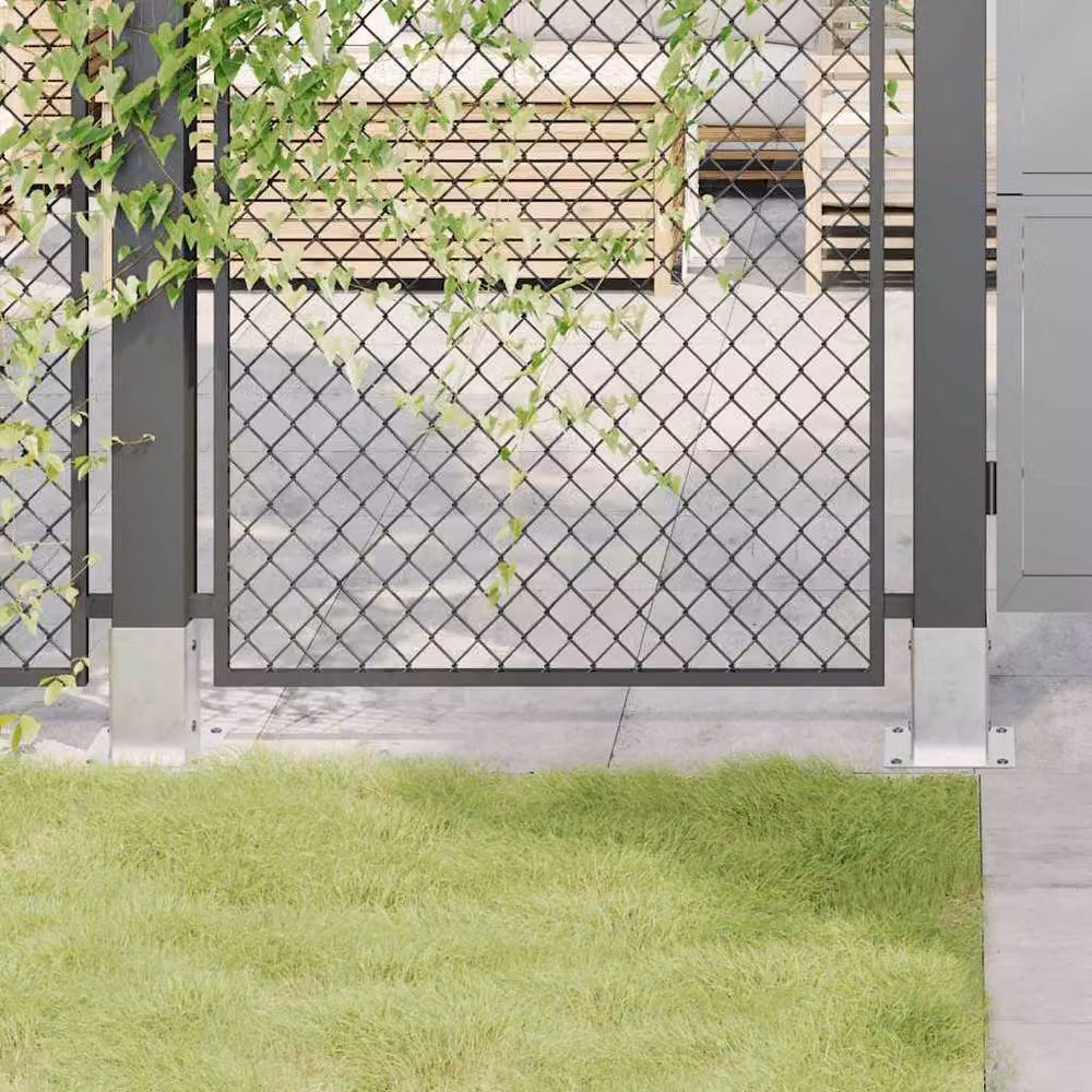 Berkfield Home Square Galvanised Steel Post Bases, Silver, 12 Pack, 91 x 91 mm – 2