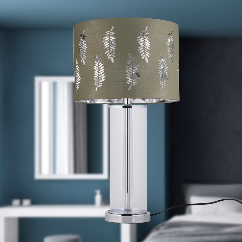 First Choice Lighting Aura Set of 2 Chrome Table Lamps with Green Fabric Shades – 4