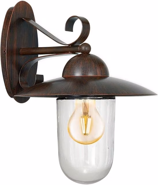 Loops IP44 Antique Brown Steel Outdoor Wall Lantern Maritime Fisherman Lamp for Garden, E27 60W