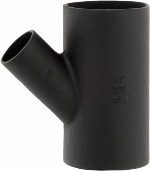 Mech 416 Black Cast Iron 45 Degree Soil Branch 150mm x 100mm