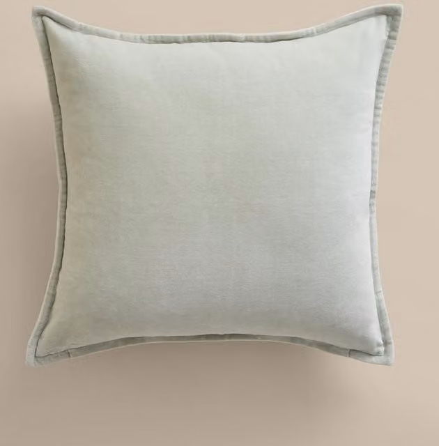 M&S Pure Cotton Velvet Square Cushion in Green