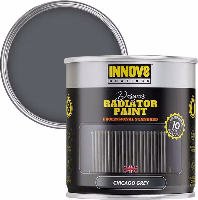 Innov8 Coatings Designer Radiator Paint in Grey, 0.75 l, Satin Gloss Finish