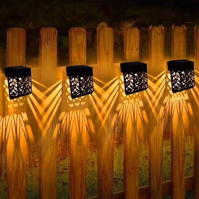 SPETLEK Pack of 4 Super Bright Solar Powered LED Wall Lights in Black with Dusk Sensor for Garden and Terrace – 1