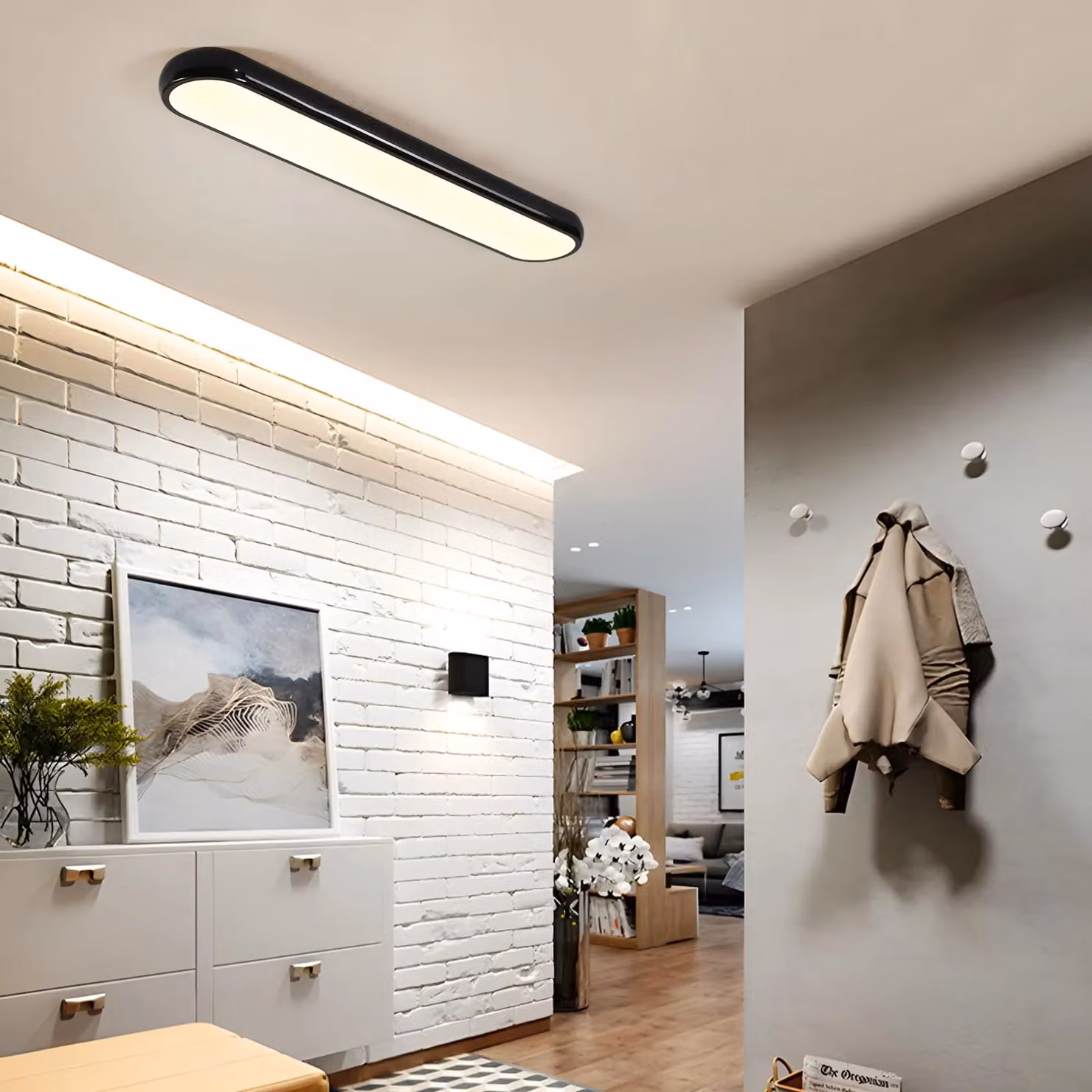 Garwarm Dimmable LED Semi Flush Mount Ceiling Light with Remote Control in Black – 8