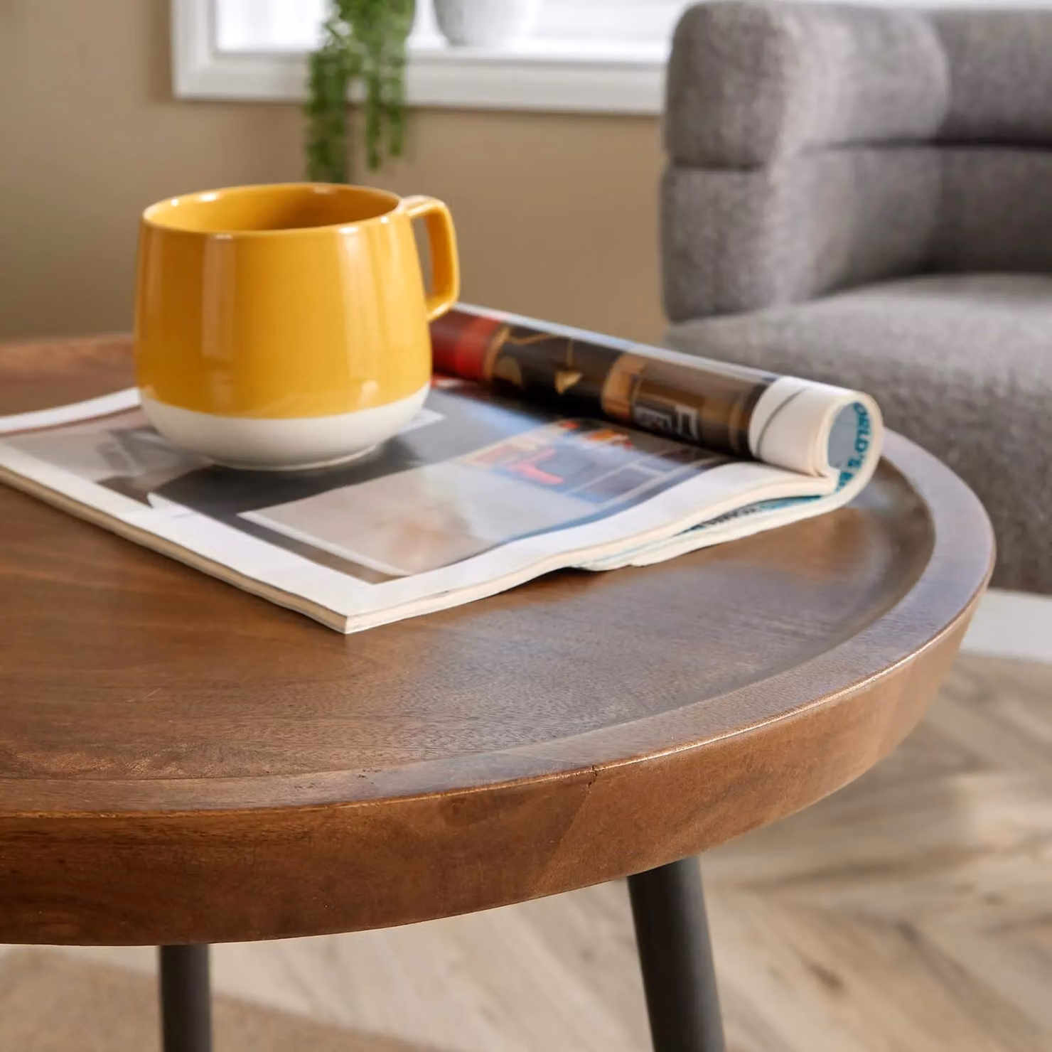 Home Source Manhattan Round Mango Wood Coffee Table in Brown – 2