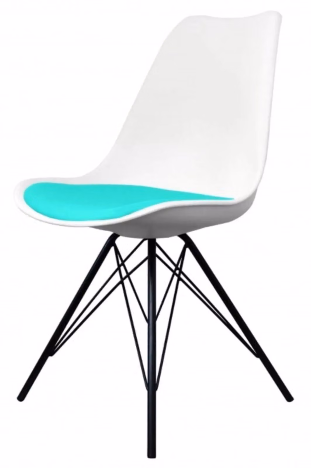 Fusion Living Soho Plastic Dining Chair with Black Metal Legs in Turquoise – 2