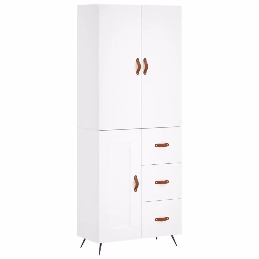 Berkfield Home White Highboard with Hinged Doors and Internal Shelves, W/D/H: 69.5 x 34 x 180 cm – 2
