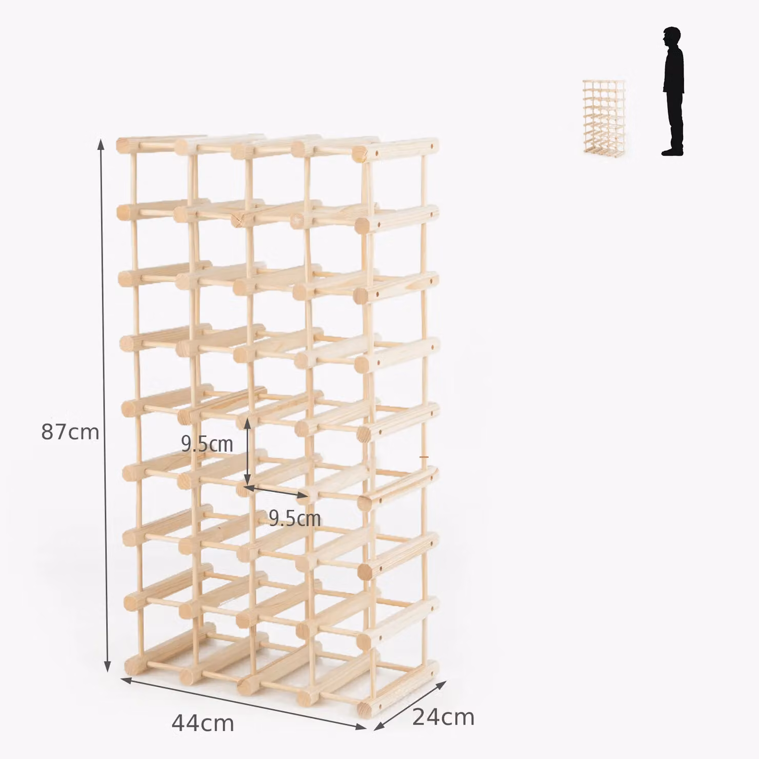 Costway Natural Wooden 36 Bottle Freestanding Modular Wine Rack and Storage Shelf – 2