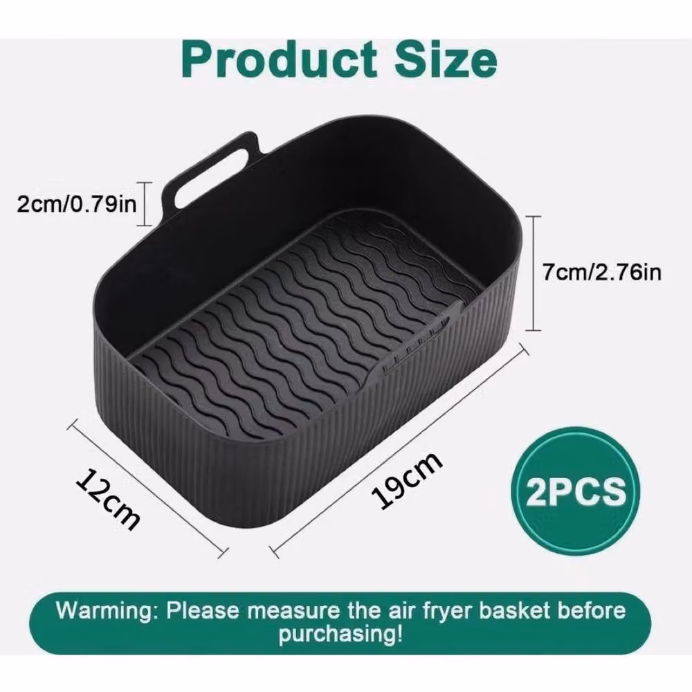 FLAVORA Premium Dual Reusable Silicone Air Fryer Liners for Ninja, Black, Pack of 2 – 2