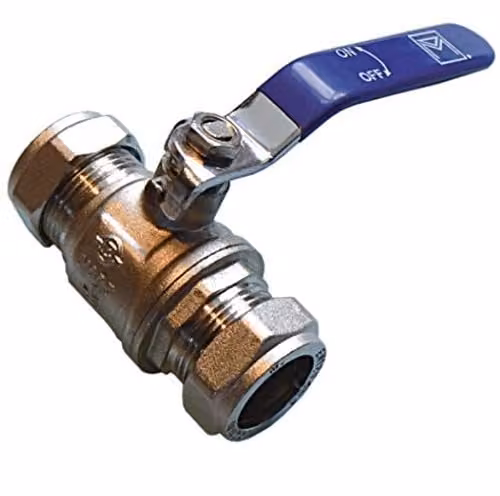 Primaflow Straight Lever Ball Valve with Blue Handle, 15mm