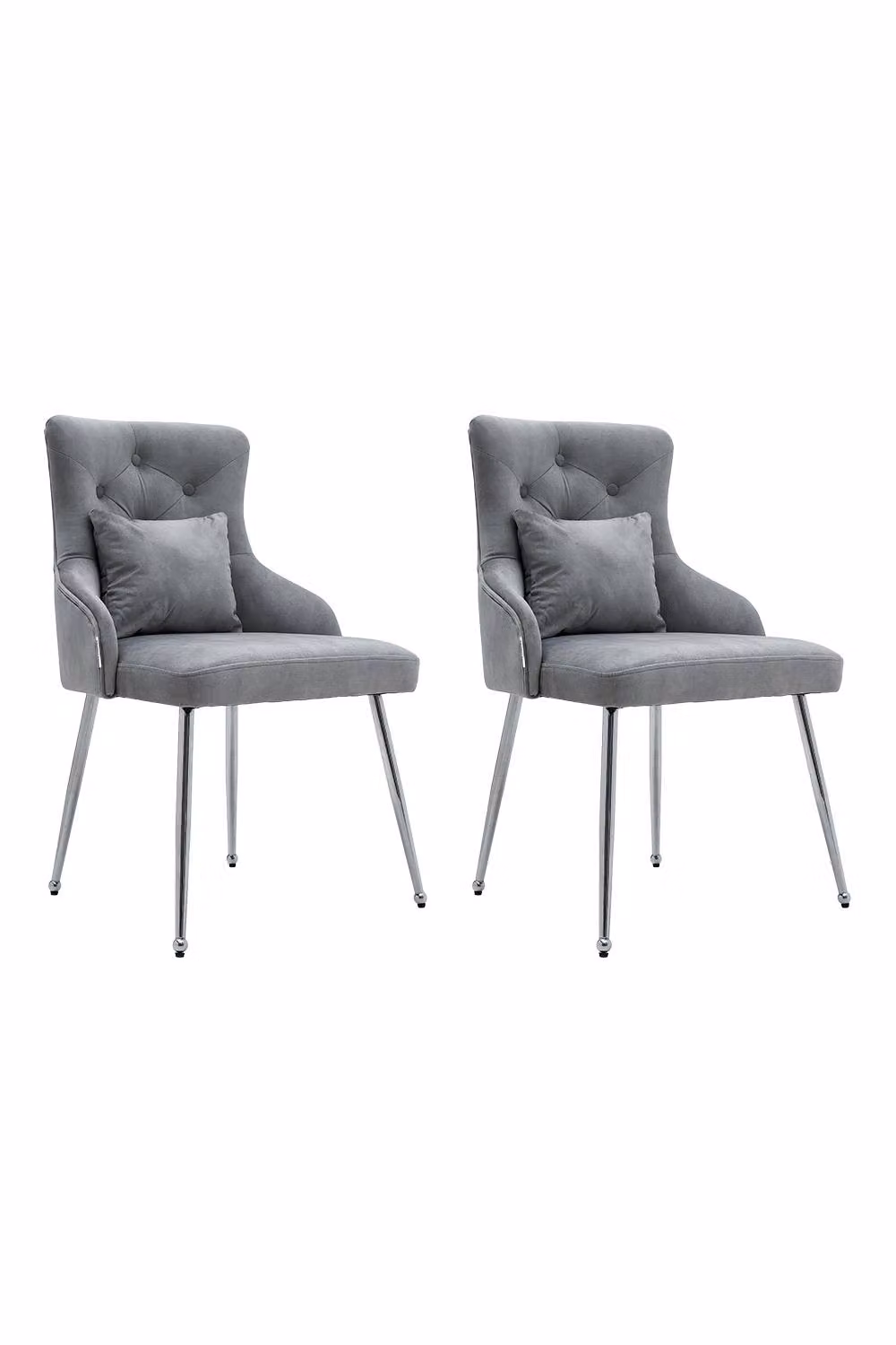 Garden Sanctuary Grey Velvet Tufted Dining Chair with Cushion – 2