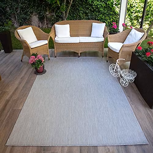 THE RUGS Grey Plain Outdoor and Indoor Rug, W/D/H: 120 x 170 cm – 4