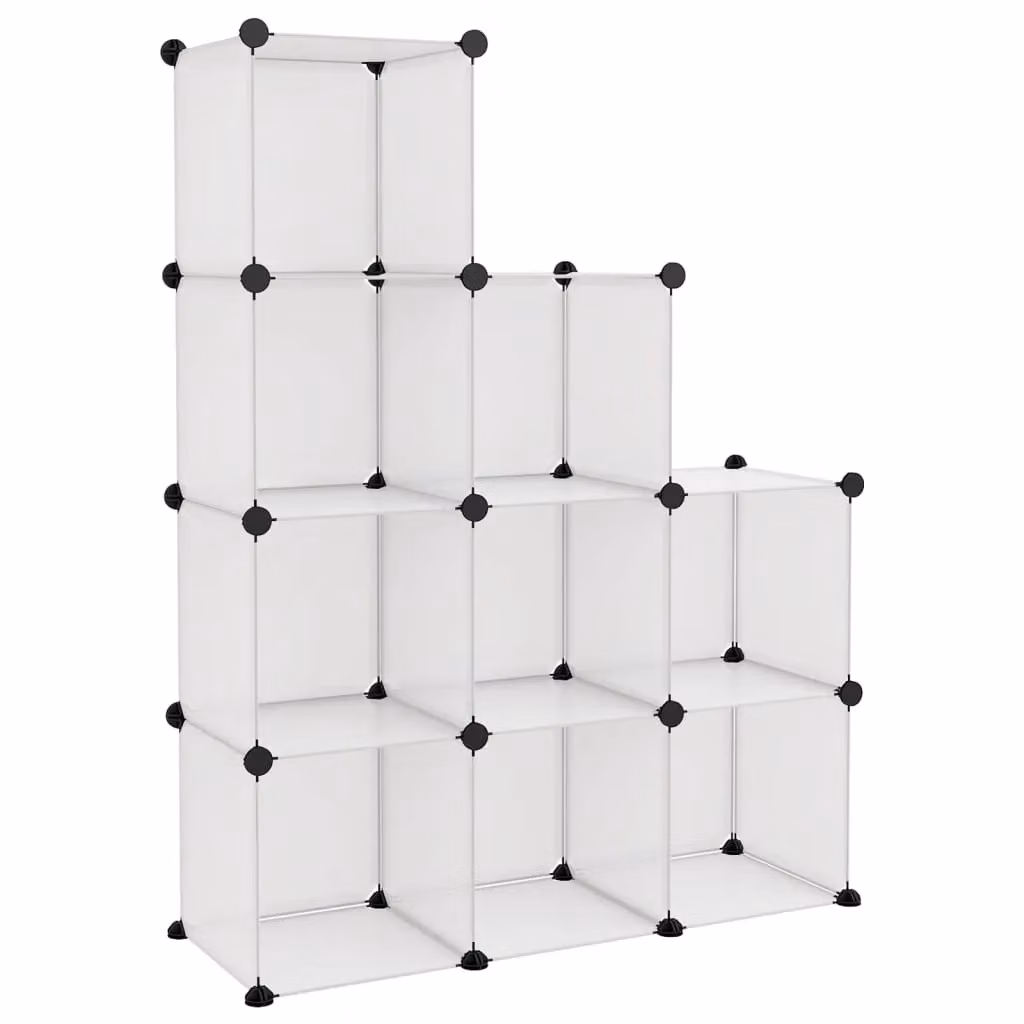 Berkfield 9-Cube Freestanding Home and Office Storage Organiser in Clear Transparent Plastic and Metal – 2