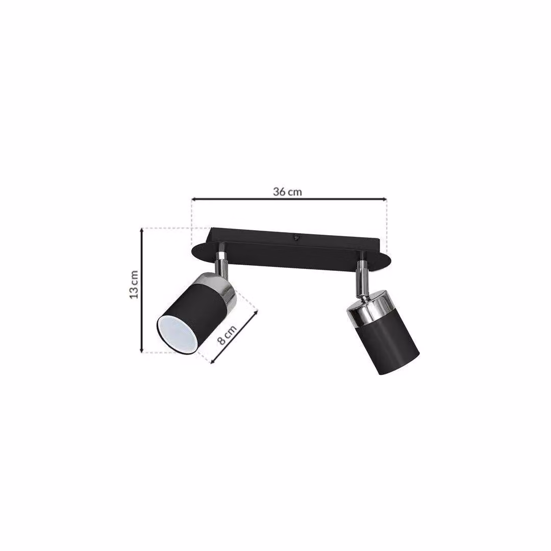 Milagro Joker Adjustable Minimalist Ceiling Lamp in Black and Chrome Metal with GU10 LED Compatibility – 5