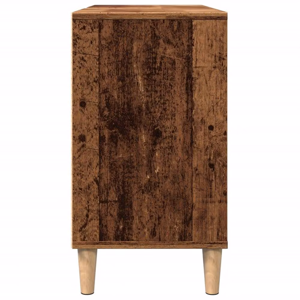Berkfield Home Brown Old Wood Bathroom Cabinet with Hinged Doors and Open Shelf, W/D/H: 80 x 33 x 60 cm – 5