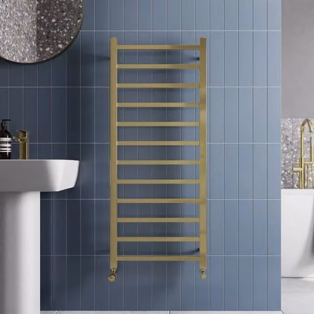 Temprazo Gold Wall Mounted Steel Towel Rail, W/H: 120 x 50 cm