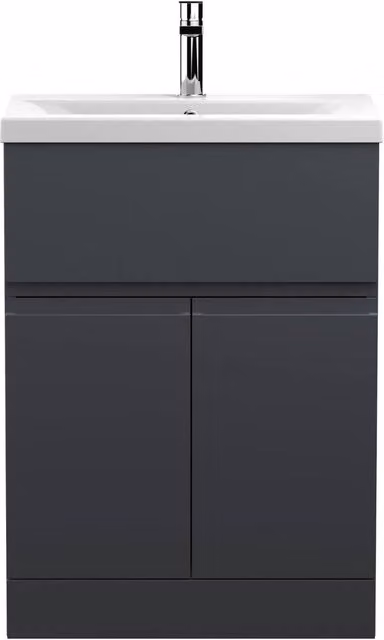 Balterley Mavesyn 2 Door 1 Drawer Vanity Basin Unit, Grey, Width: 60 cm