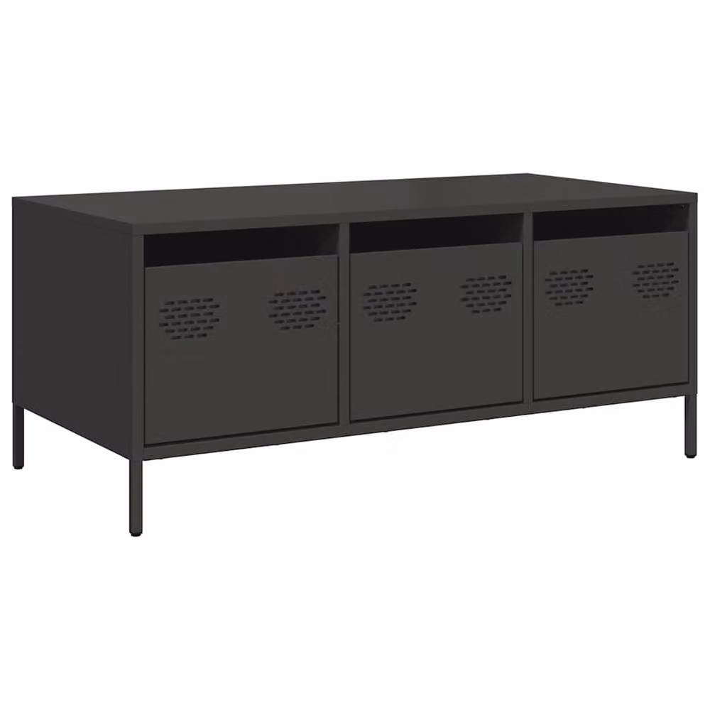 Berkfield Home Sturdy Industrial Coffee Table in Black Matt Metal, W/D/H: 101.5 x 50 x 43.5 cm – 2
