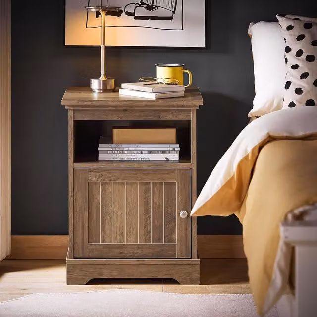 SoBuy Vintage Side Table with Door in Brown