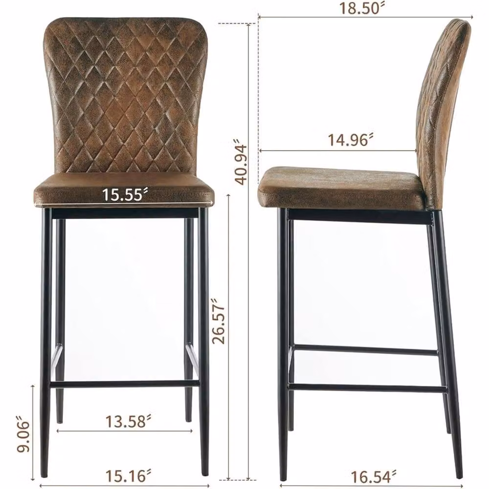 FORGEVIO Modern Faux Suede Bar Stools, Set of 4, Brown – 2