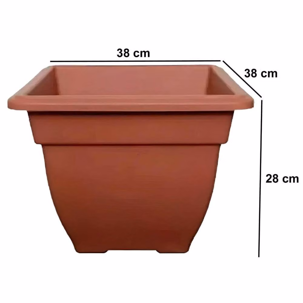 SPETLEK Brown Terracotta Large Square Bell Planter Plastic Pot W/D/H: 100 x 38 x 15 cm – 2