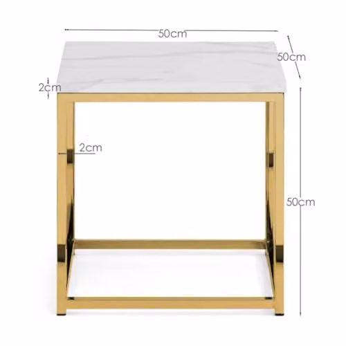 Julian Bowen Scala Square Lamp Table in White Marble and Gold – 2