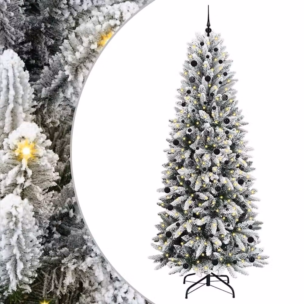 Berkfield Home Green Artificial Christmas Tree with 300 White LEDs, W/D/H: 93 x 93 x 240 cm – 3