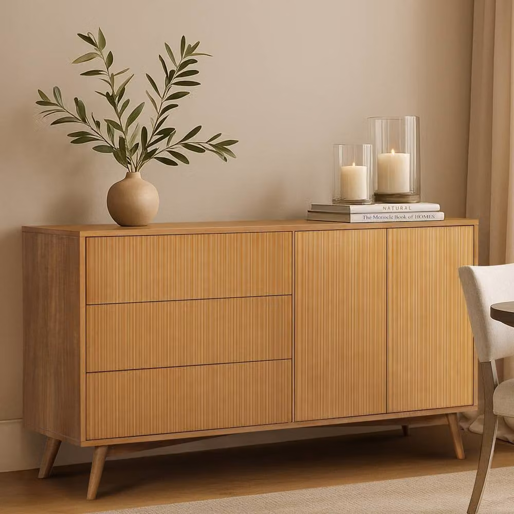 Teamson Home Tremolo Acacia Wood Sideboard in Sand and Brown, W: 140 cm, D: 45.72 cm, H: 81.28 cm – 2
