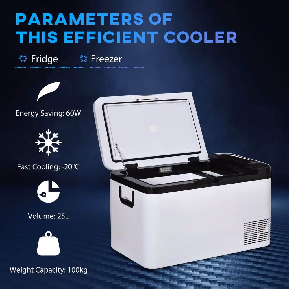 STILVORA 25L Car Fridge Freezer with LED Light and Foldable Handles in White – 4