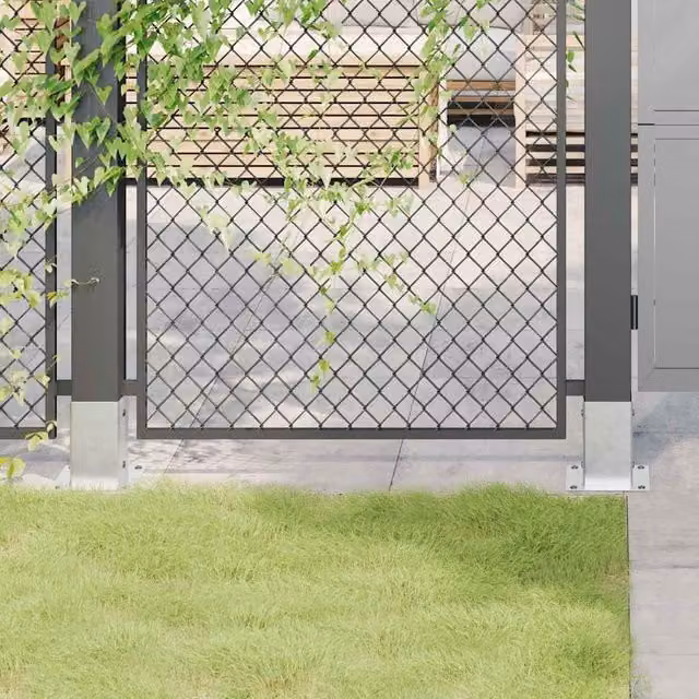 Berkfield Home Galvanised Steel Square Post Bases, Silver, 12 Pack, 81 x 81 mm – 1